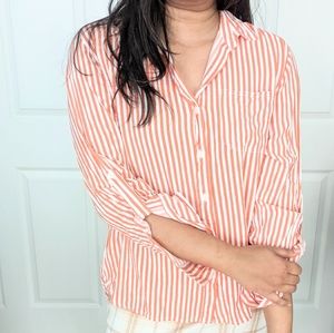 Derek Heart Orange Striped Blouse Size L